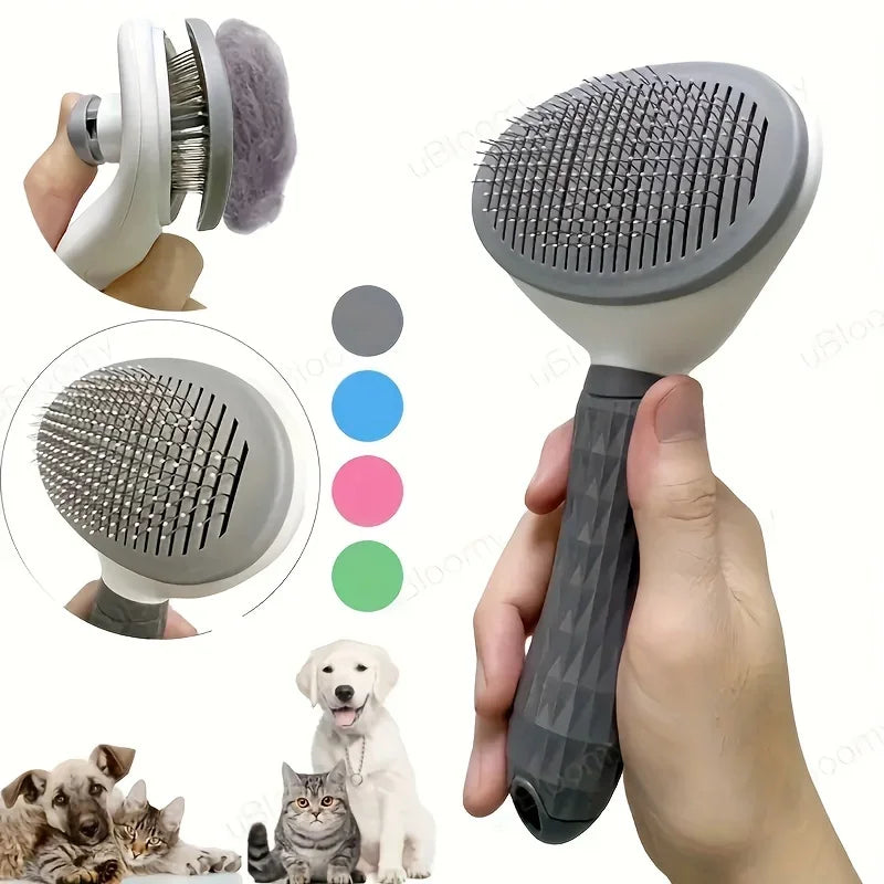 One-Click Self-Cleaning Slicker Brush for Dogs and Cats by PetZync