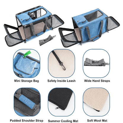 Airline-Approved Foldable Pet Carrier with Privacy Cover for Cats and Small Dogs by PetZync