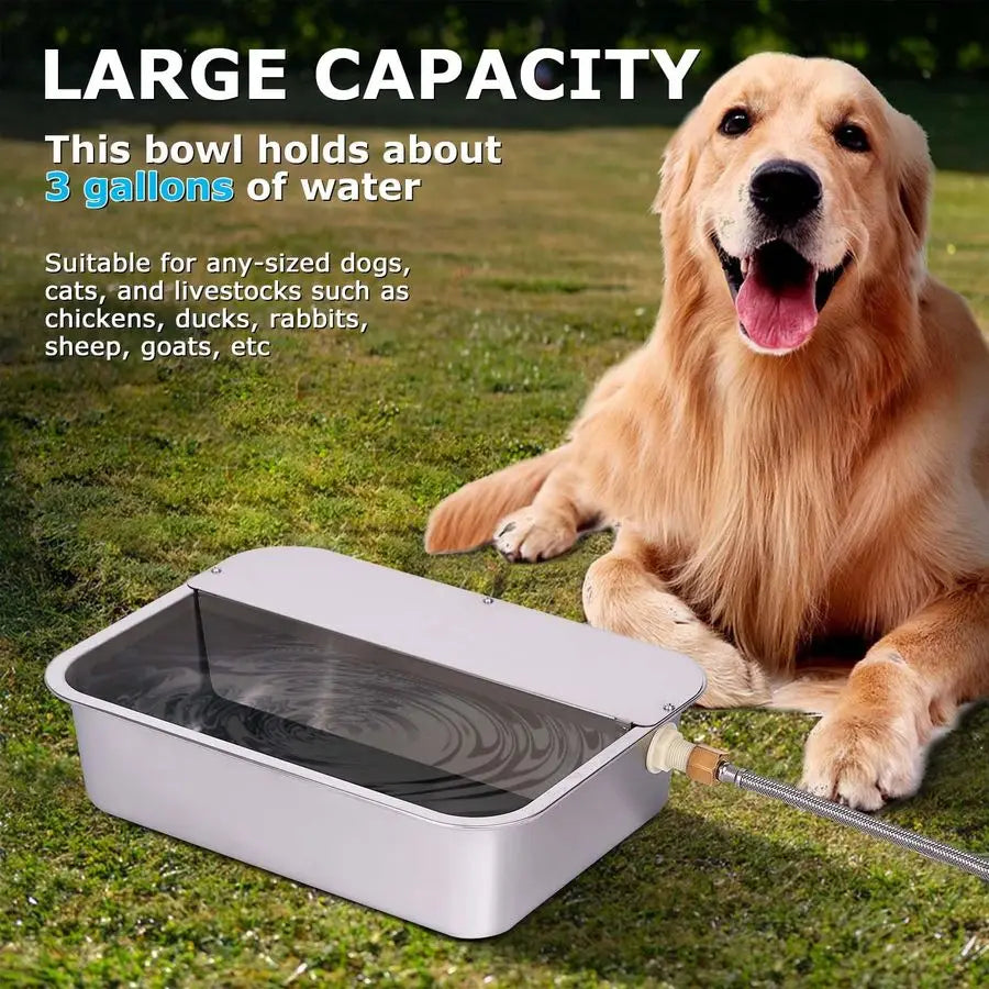 3-Gallon Automatic Stainless Steel Pet Water Bowl with Float Valve by PetZync